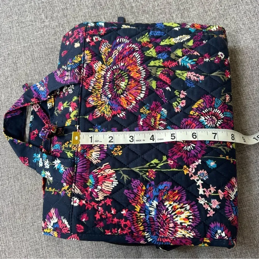 Vera Bradley Quilted Floral Hanging Organizer Travel Tote Bag in Navy